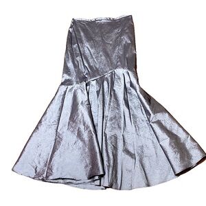 🌹 Melanie Lyne 🌹 Shiny Silver Asymmetrical Mermaid Fishtail Maxi Skirt